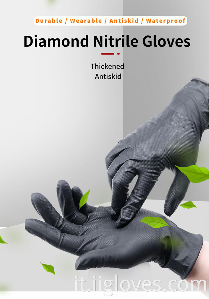 Olio resistente di alta qualità con olio impermeabile 6mil arancione nero barbecue guanti di nitrile puro con marcatura diamante